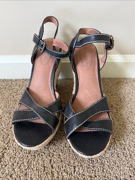 Corso Como Shoes - Corso Como | Black Women's Espadrille Wedge Sandals with Ankle Strap | Size 8.5